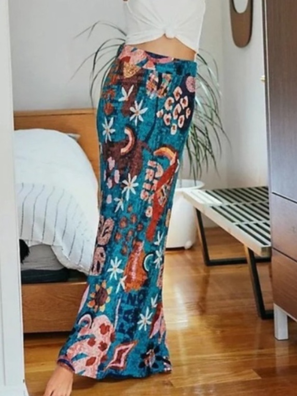 FARM Rio Gabriela Teal Floral Maxi Skirt